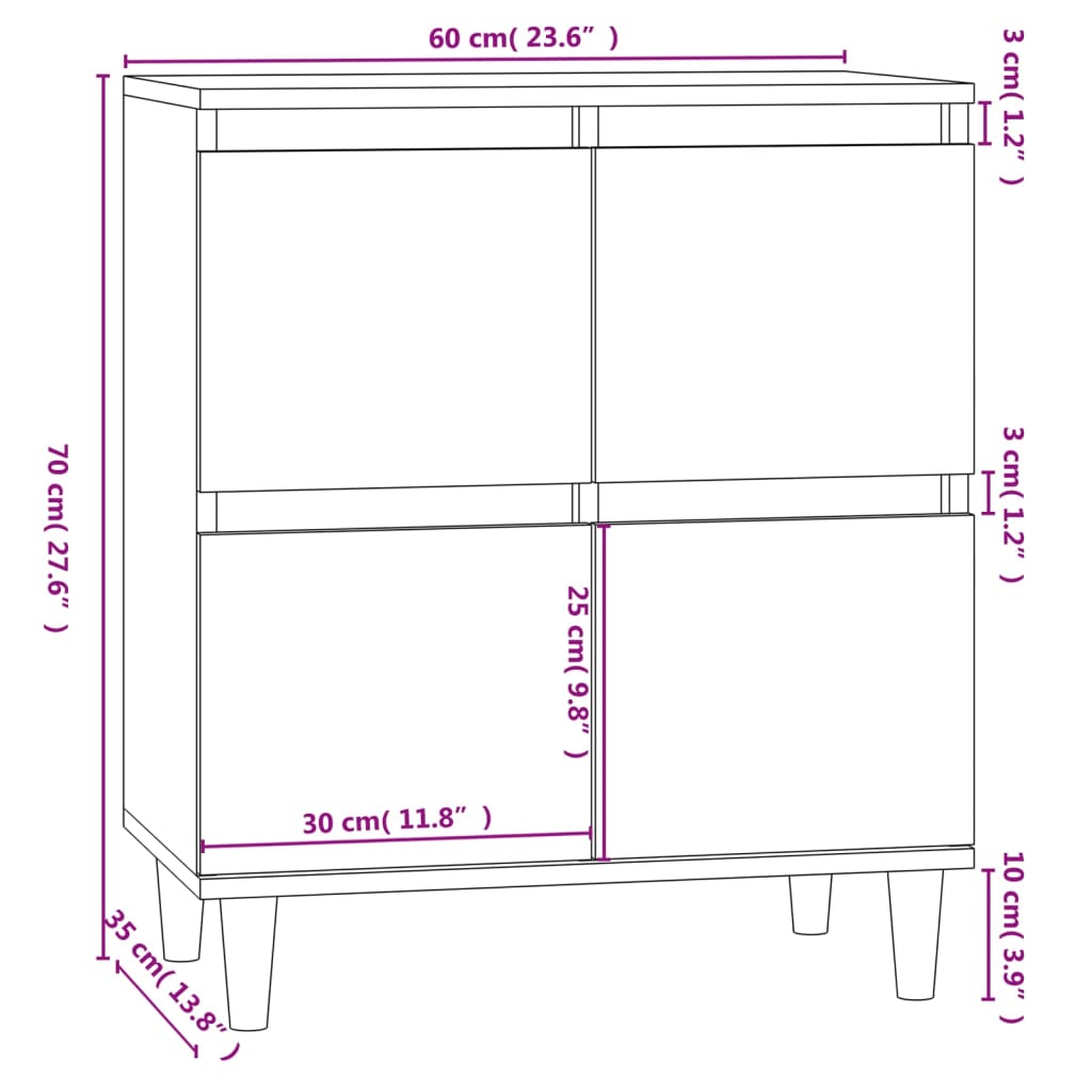 Dressoir 60X35X70 Cm Bewerkt Hout Wit