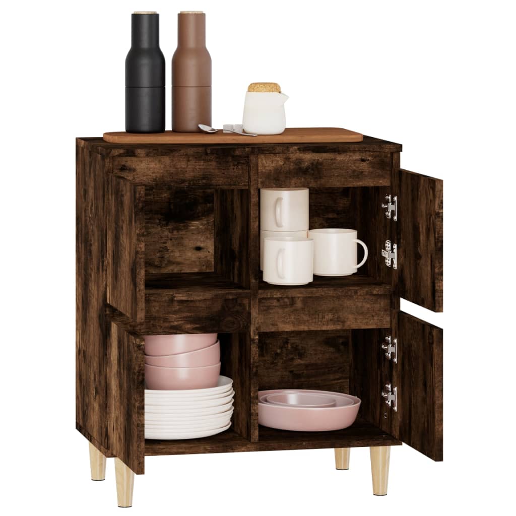 Dressoir 60X35X70 Cm Bewerkt Hout Gerookt Eikenkleurig