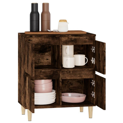 Dressoir 60X35X70 Cm Bewerkt Hout Gerookt Eikenkleurig