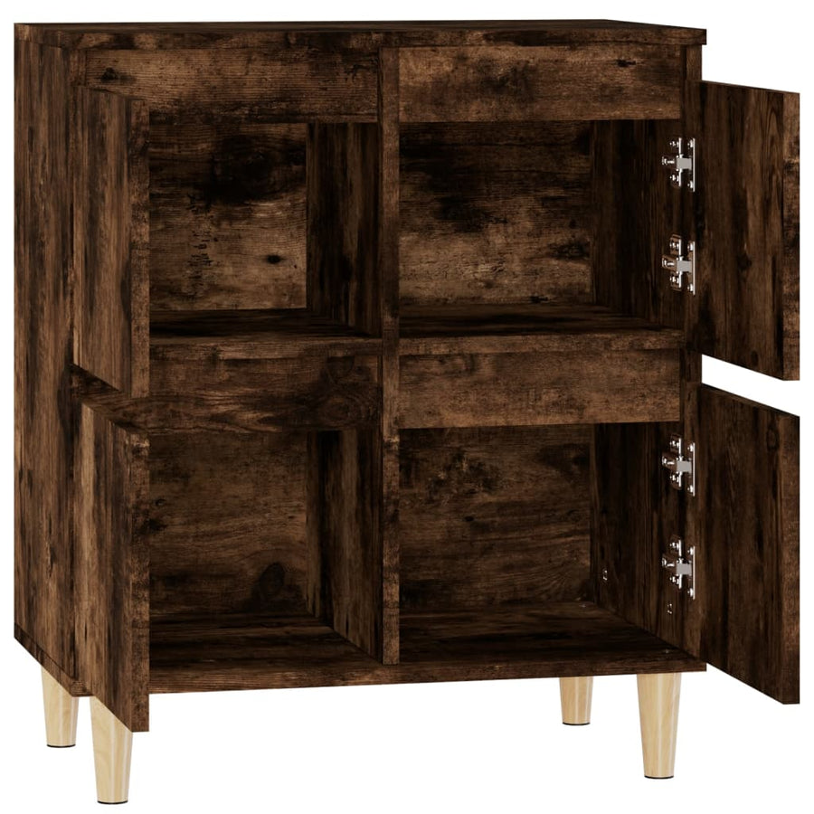 Dressoir 60X35X70 Cm Bewerkt Hout Gerookt Eikenkleurig