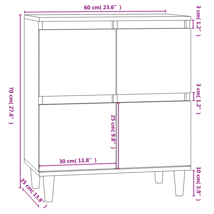 Dressoir 60X30X75 Cm Bewerkt Hout Grijs Sonoma Eikenkleurig