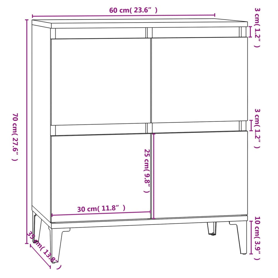 Dressoir 60X35X70 Cm Bewerkt Hout Kleurig Sonoma eiken