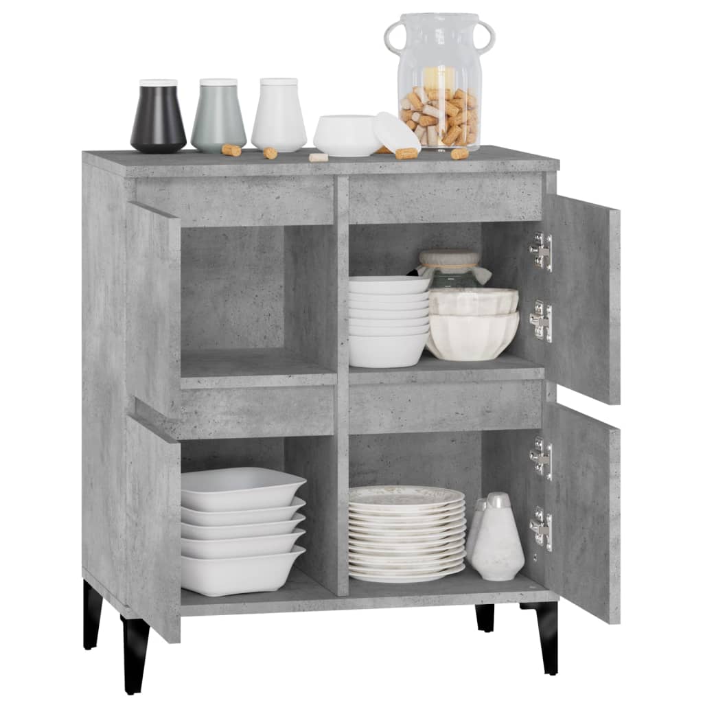 Dressoir 60X35X70 Cm Bewerkt Hout Betongrijs