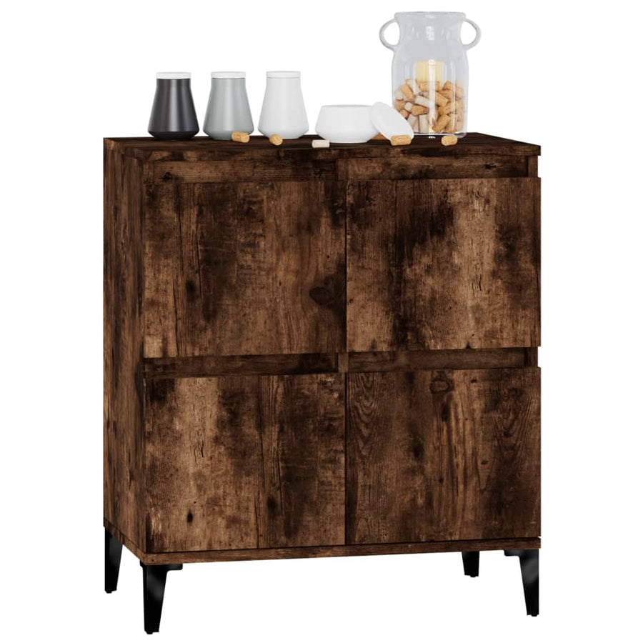 Dressoir 60X35X70 Cm Bewerkt Hout Gerookt Eikenkleurig