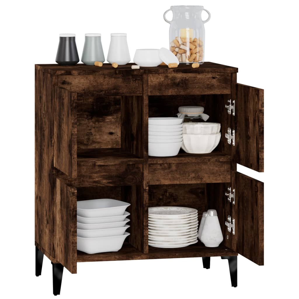 Dressoir 60X35X70 Cm Bewerkt Hout Gerookt Eikenkleurig