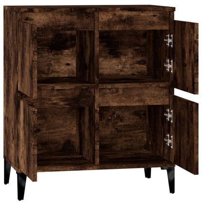 Dressoir 60X35X70 Cm Bewerkt Hout Gerookt Eikenkleurig
