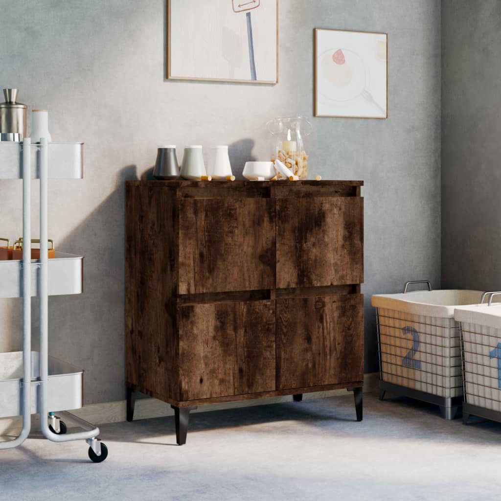 Dressoir 60X35X70 Cm Bewerkt Hout Gerookt Eikenkleurig