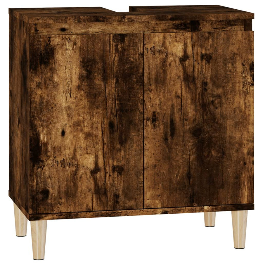 Wastafelkast 58X33X60 Cm Bewerkt Hout Kleurig Gerookt eiken