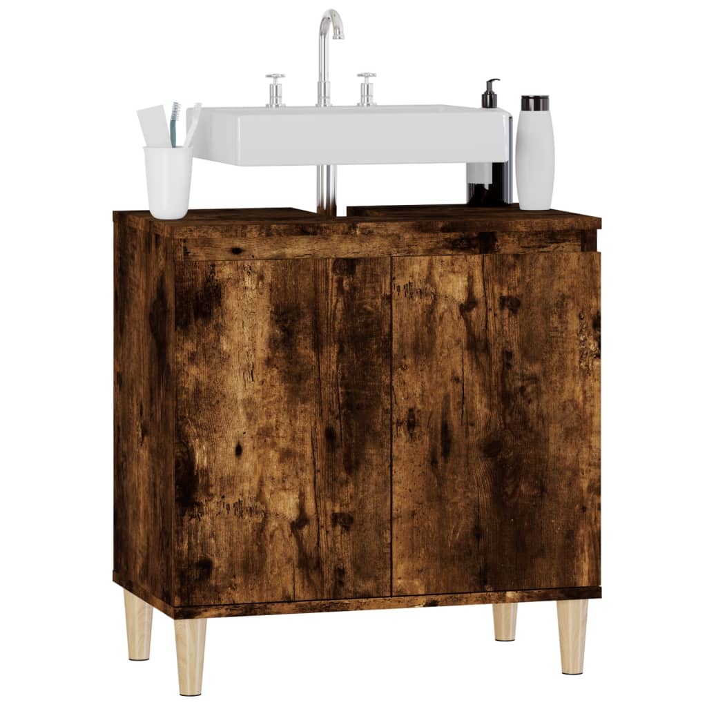 Wastafelkast 58X33X60 Cm Bewerkt Hout Kleurig Gerookt eiken