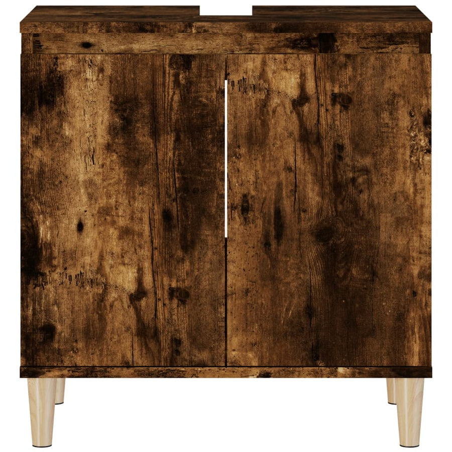 Wastafelkast 58X33X60 Cm Bewerkt Hout Kleurig Gerookt eiken