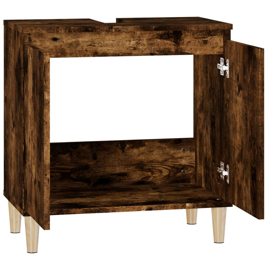 Wastafelkast 58X33X60 Cm Bewerkt Hout Kleurig Gerookt eiken