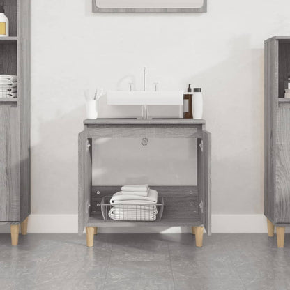 Wastafelkast 58X33X60 Cm Bewerkt Hout Eikenkleurig Grijs sonoma