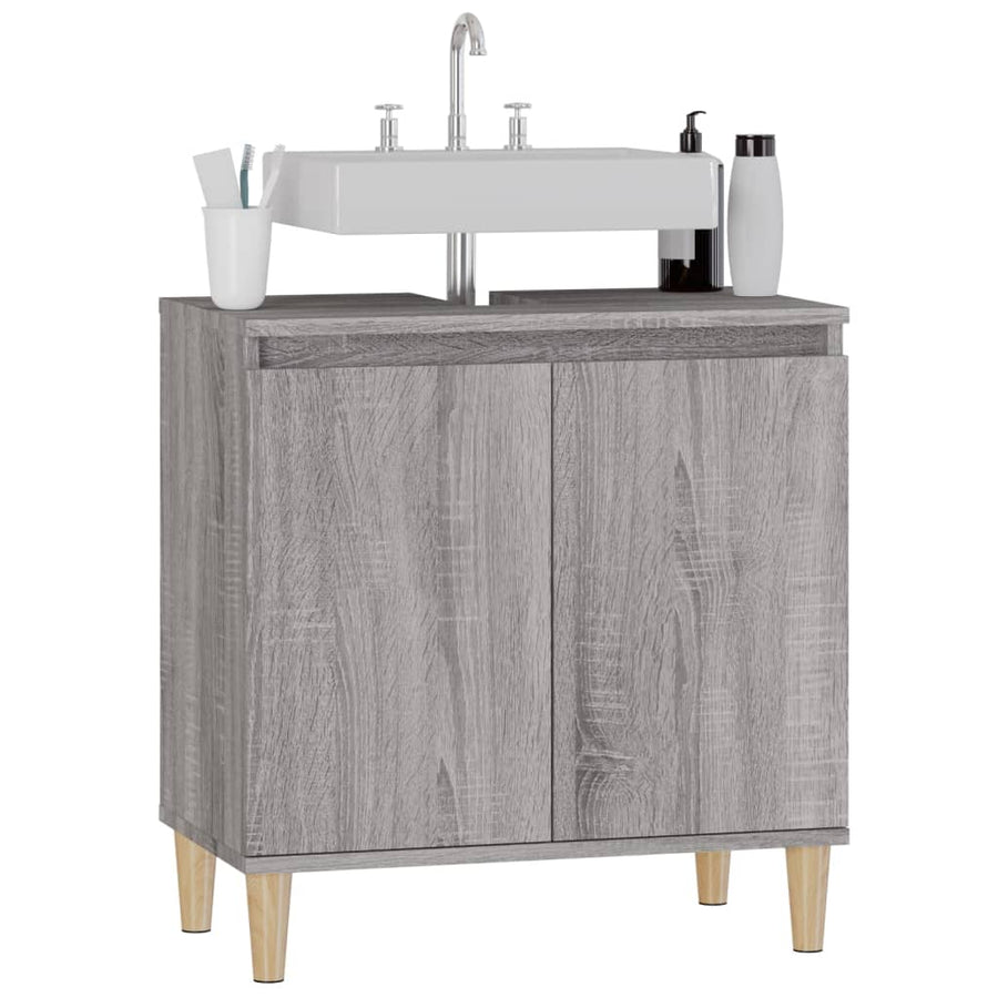 Wastafelkast 58X33X60 Cm Bewerkt Hout Eikenkleurig Grijs sonoma