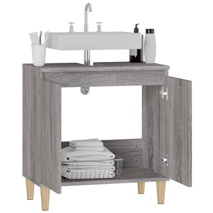 Wastafelkast 58X33X60 Cm Bewerkt Hout Eikenkleurig Grijs sonoma