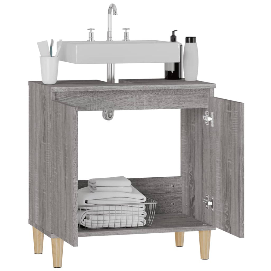 Wastafelkast 58X33X60 Cm Bewerkt Hout Eikenkleurig Grijs sonoma