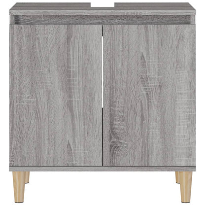 Wastafelkast 58X33X60 Cm Bewerkt Hout Eikenkleurig Grijs sonoma