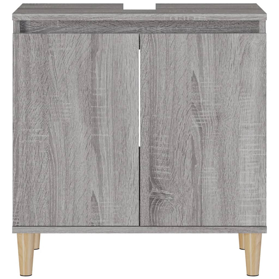 Wastafelkast 58X33X60 Cm Bewerkt Hout Eikenkleurig Grijs sonoma