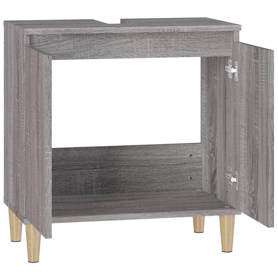 Wastafelkast 58X33X60 Cm Bewerkt Hout Eikenkleurig Grijs sonoma