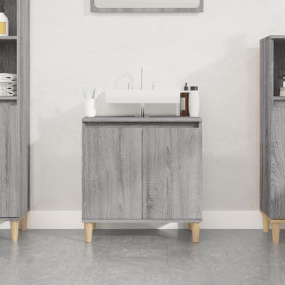 Wastafelkast 58X33X60 Cm Bewerkt Hout Eikenkleurig Grijs sonoma