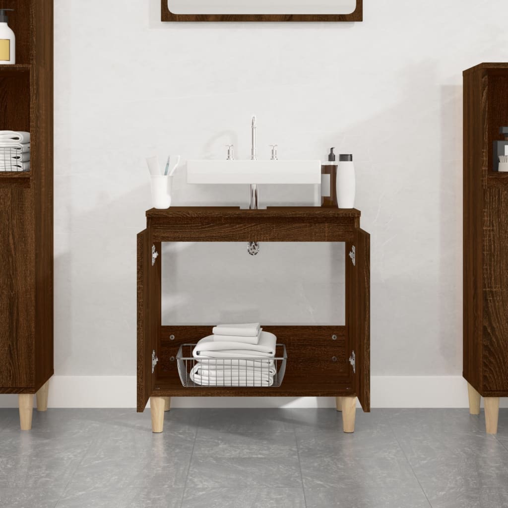 Wastafelkast 58X33X60 Cm Bewerkt Hout Bruin Eikenkleur Bruineiken