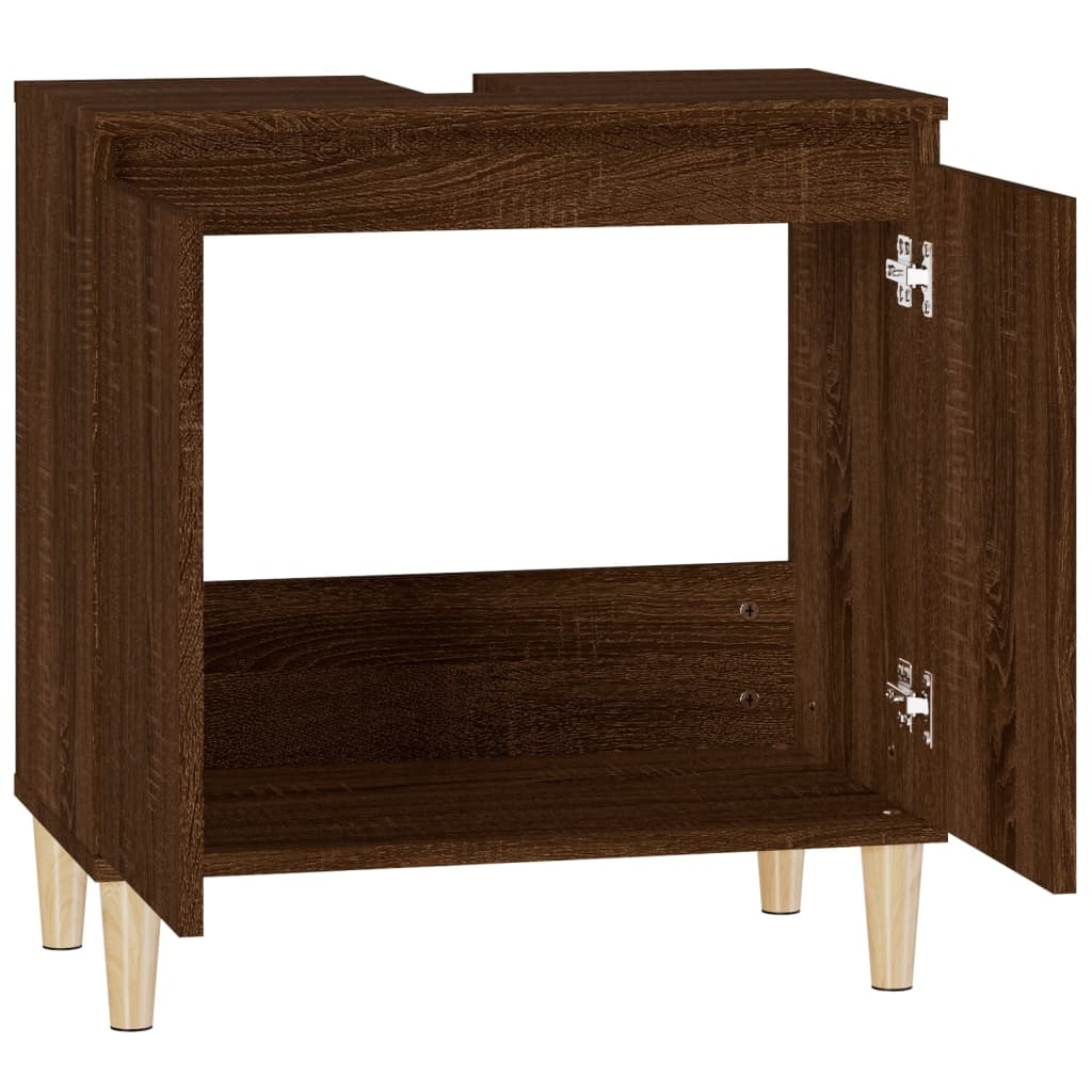 Wastafelkast 58X33X60 Cm Bewerkt Hout Bruin Eikenkleur Bruineiken