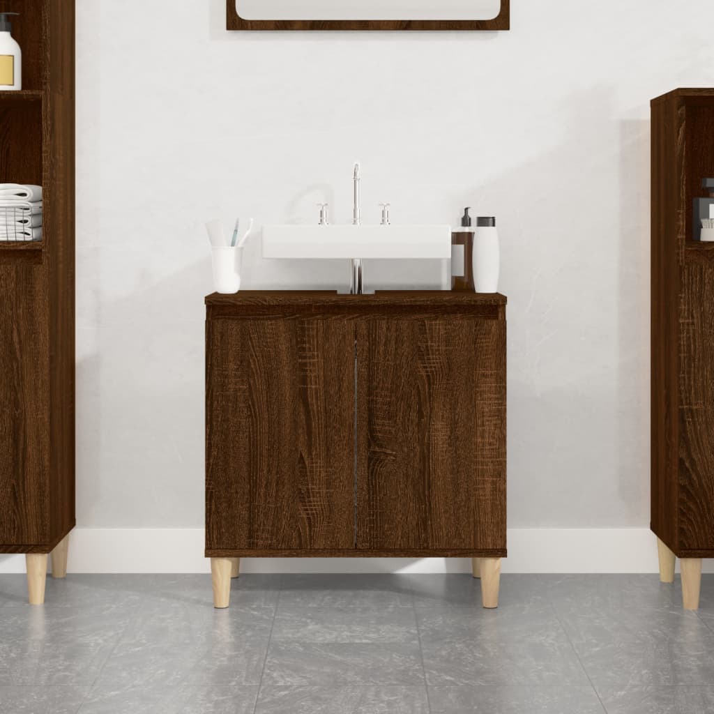 Wastafelkast 58X33X60 Cm Bewerkt Hout Bruin Eikenkleur Bruineiken