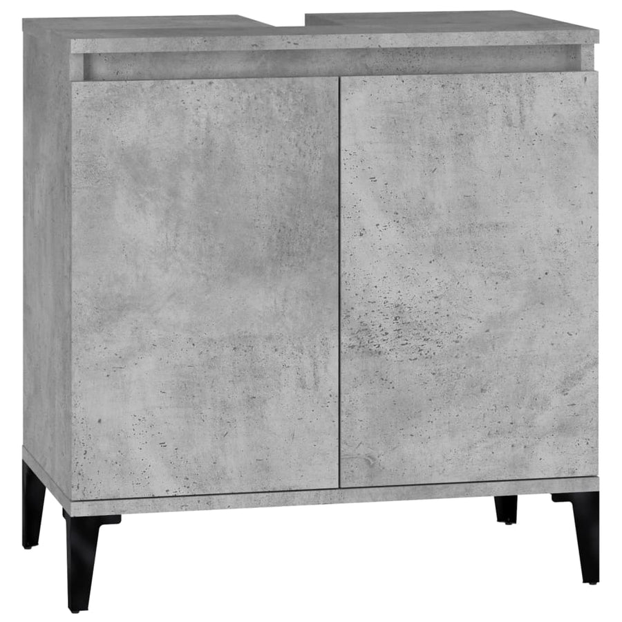 Wastafelkast 58X33X60 Cm Bewerkt Hout Betongrijs