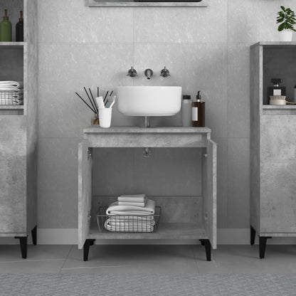 Wastafelkast 58X33X60 Cm Bewerkt Hout Betongrijs