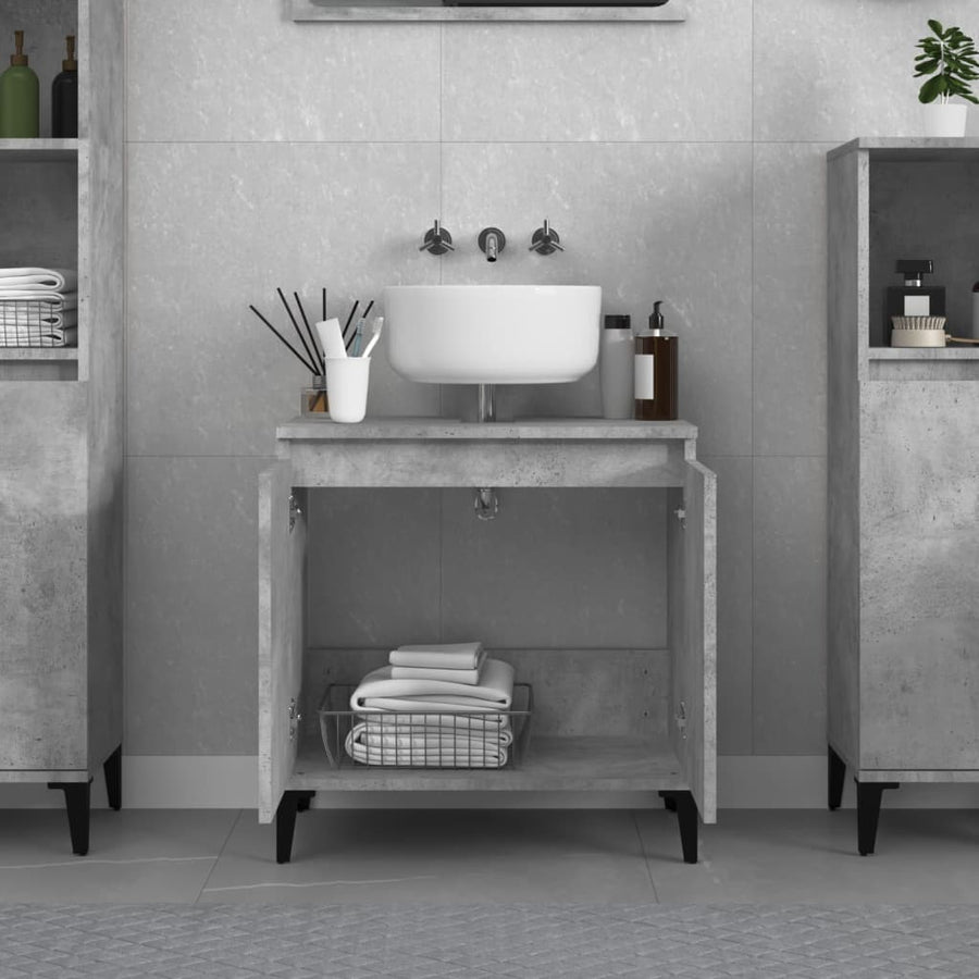Wastafelkast 58X33X60 Cm Bewerkt Hout Betongrijs