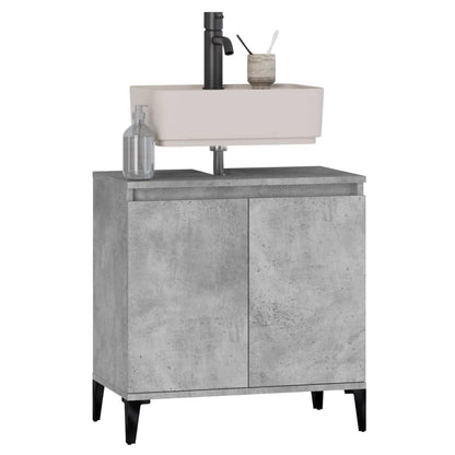 Wastafelkast 58X33X60 Cm Bewerkt Hout Betongrijs