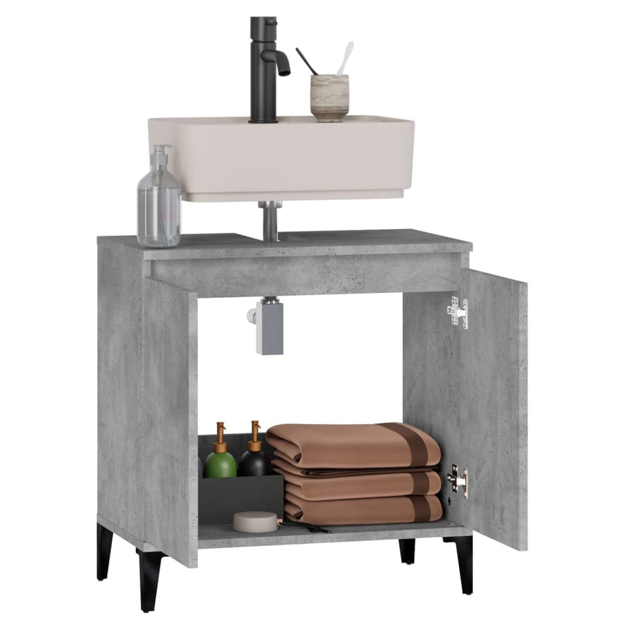 Wastafelkast 58X33X60 Cm Bewerkt Hout Betongrijs