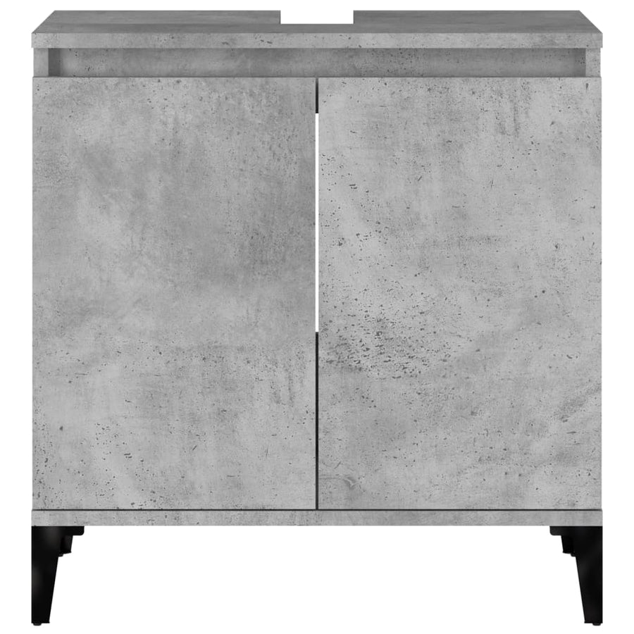 Wastafelkast 58X33X60 Cm Bewerkt Hout Betongrijs
