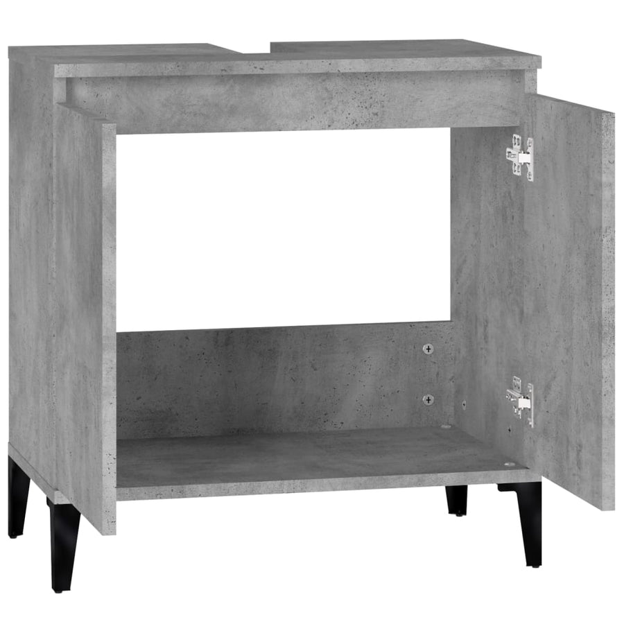 Wastafelkast 58X33X60 Cm Bewerkt Hout Betongrijs