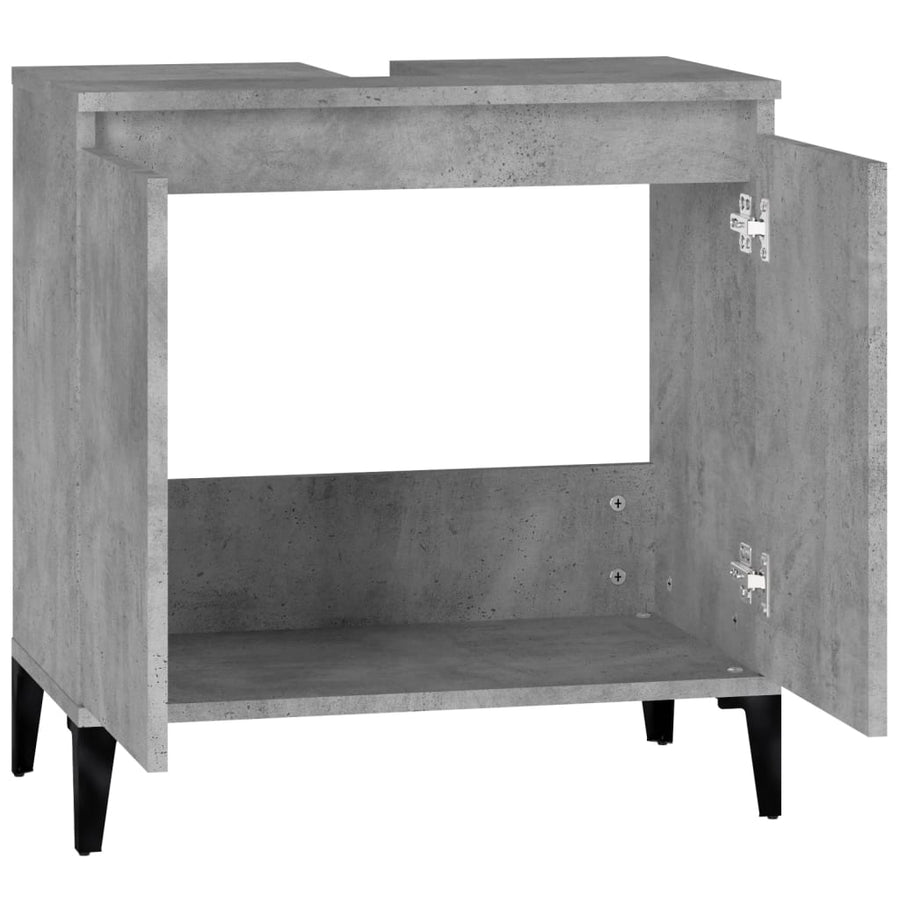Wastafelkast 58X33X60 Cm Bewerkt Hout Betongrijs
