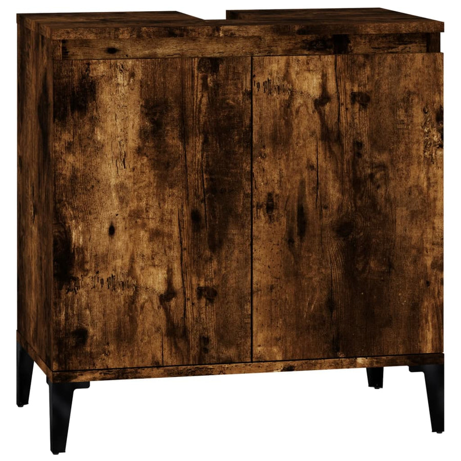 Wastafelkast 58X33X60 Cm Bewerkt Hout Kleurig Gerookt eiken