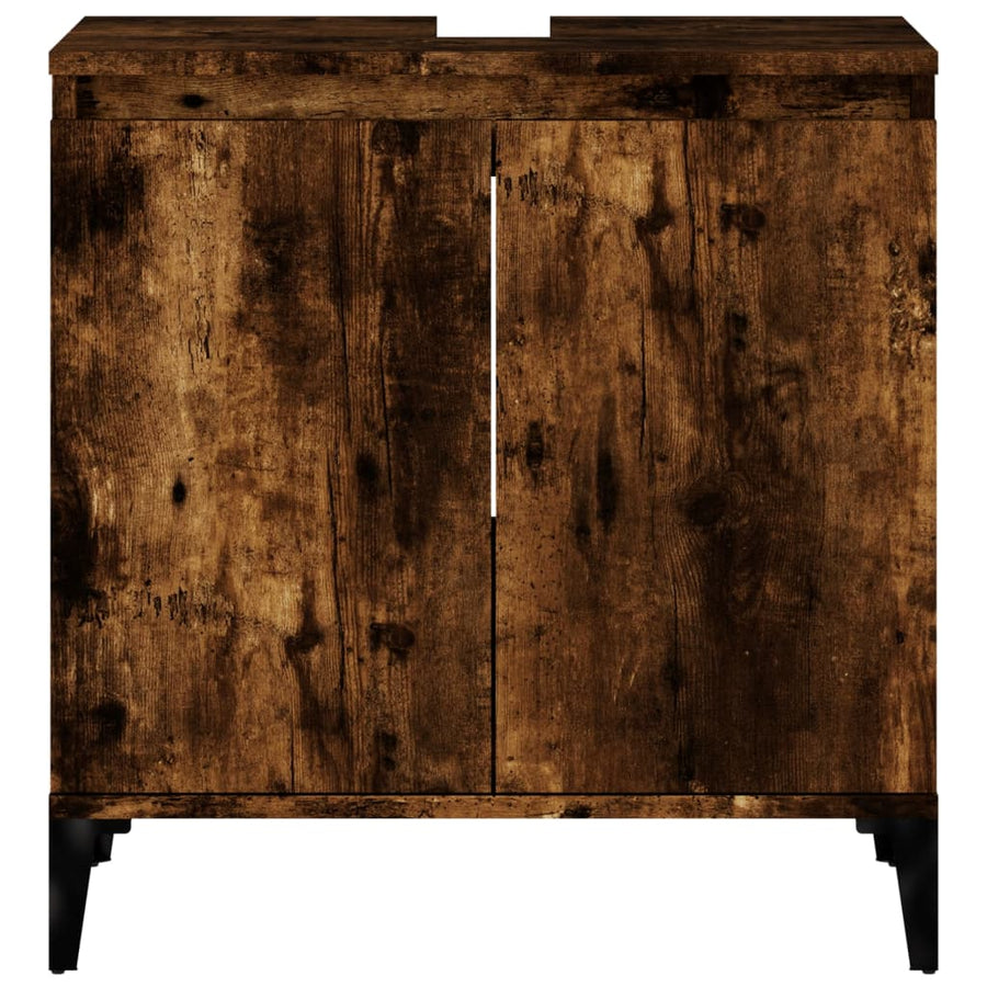 Wastafelkast 58X33X60 Cm Bewerkt Hout Kleurig Gerookt eiken