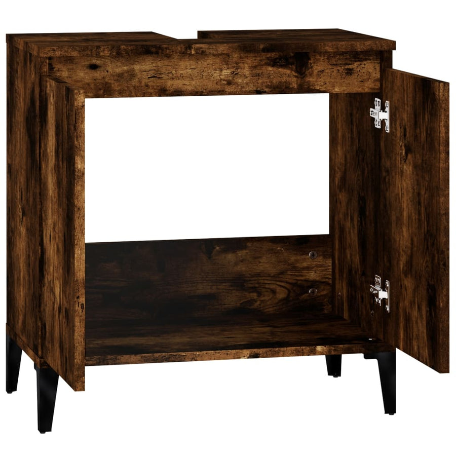 Wastafelkast 58X33X60 Cm Bewerkt Hout Kleurig Gerookt eiken