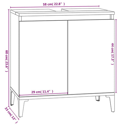 Wastafelkast 58X33X60 Cm Bewerkt Hout Kleurig Gerookt eiken