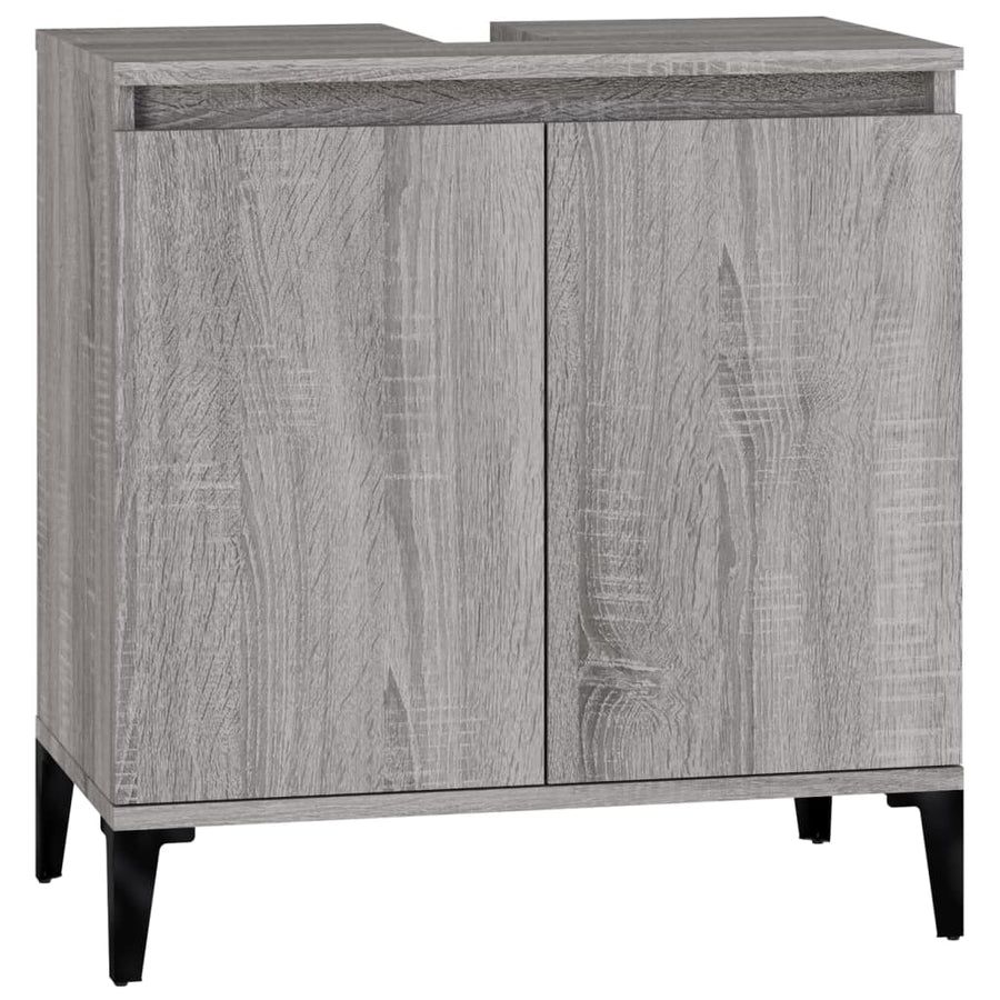 Wastafelkast 58X33X60 Cm Bewerkt Hout Eikenkleurig Grijs sonoma