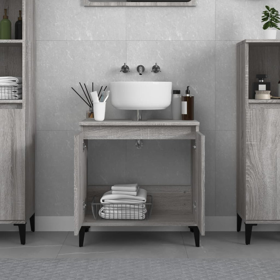 Wastafelkast 58X33X60 Cm Bewerkt Hout Eikenkleurig Grijs sonoma