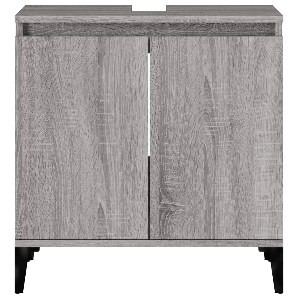 Wastafelkast 58X33X60 Cm Bewerkt Hout Eikenkleurig Grijs sonoma