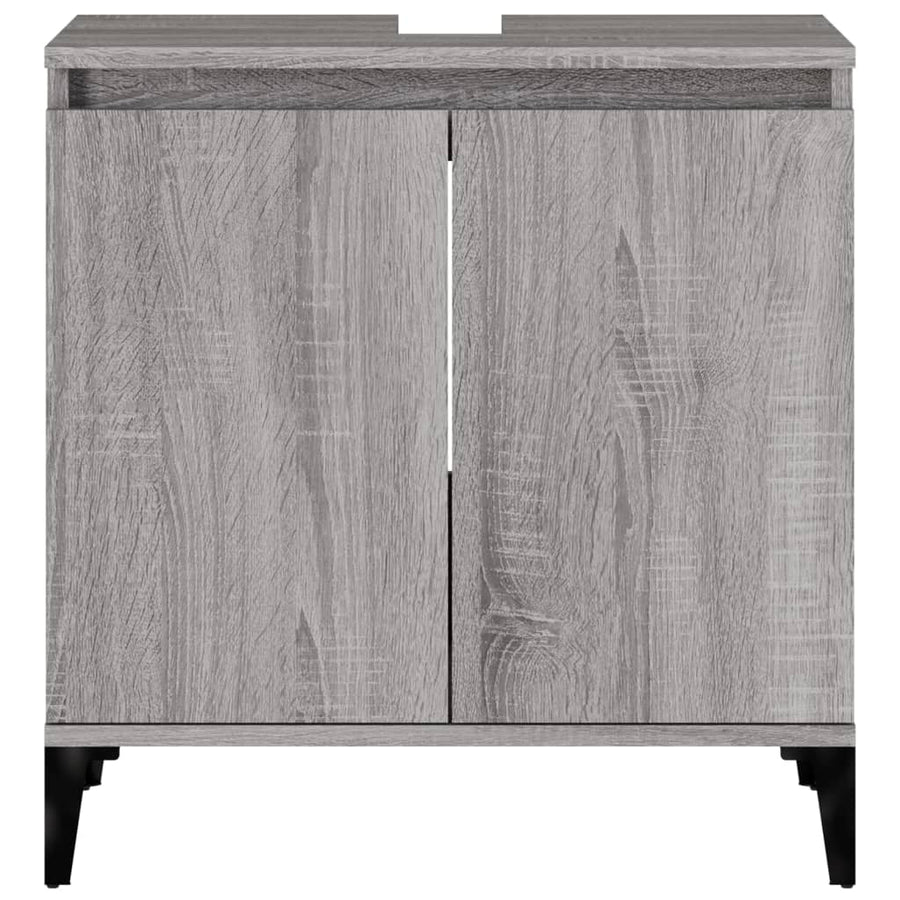 Wastafelkast 58X33X60 Cm Bewerkt Hout Eikenkleurig Grijs sonoma