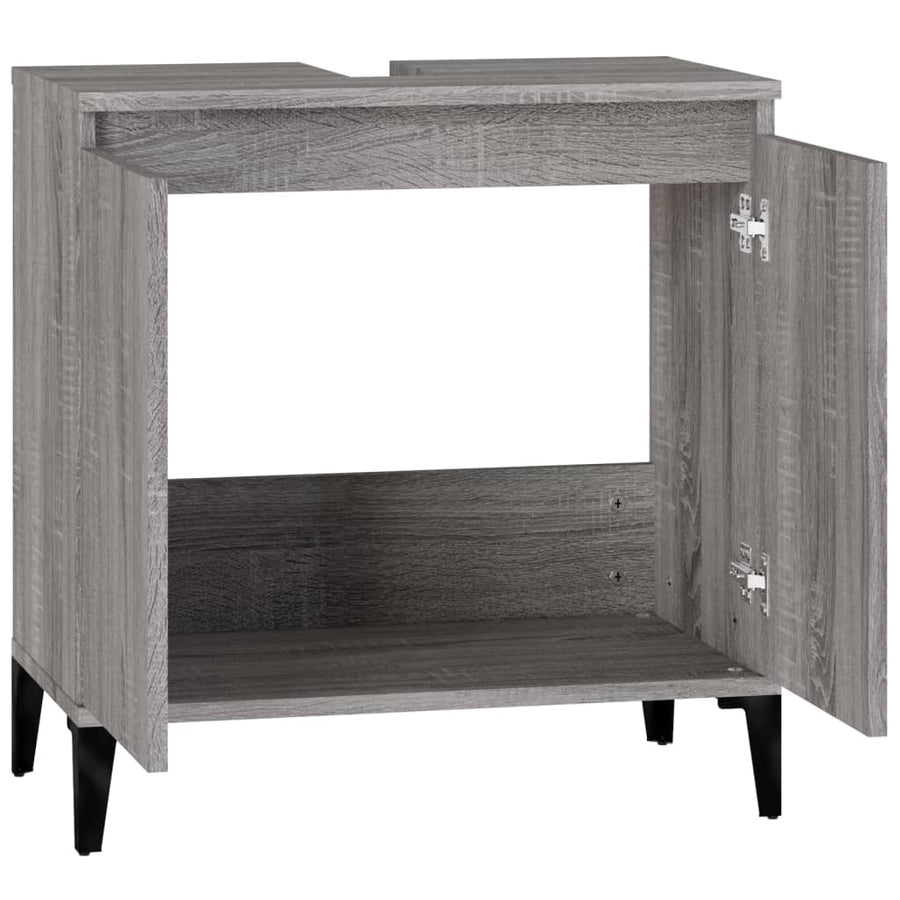 Wastafelkast 58X33X60 Cm Bewerkt Hout Eikenkleurig Grijs sonoma