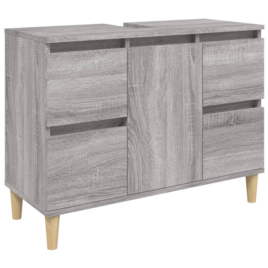 Wastafelkast 80X33X60 Cm Bewerkt Hout Eikenkleurig Grijs sonoma