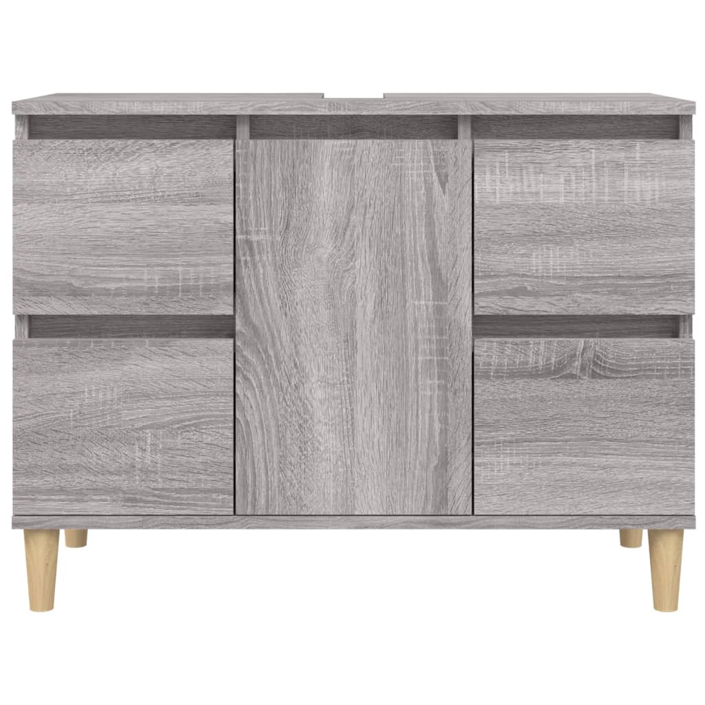 Wastafelkast 80X33X60 Cm Bewerkt Hout Eikenkleurig Grijs sonoma