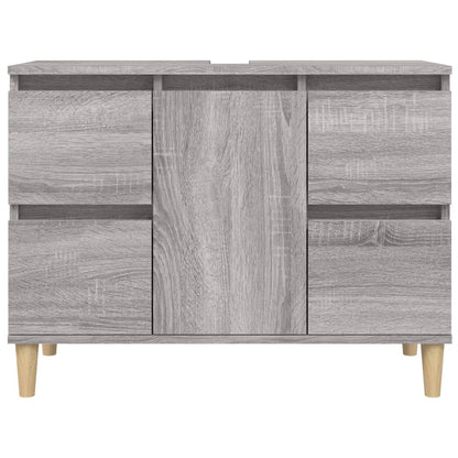 Wastafelkast 80X33X60 Cm Bewerkt Hout Eikenkleurig Grijs sonoma