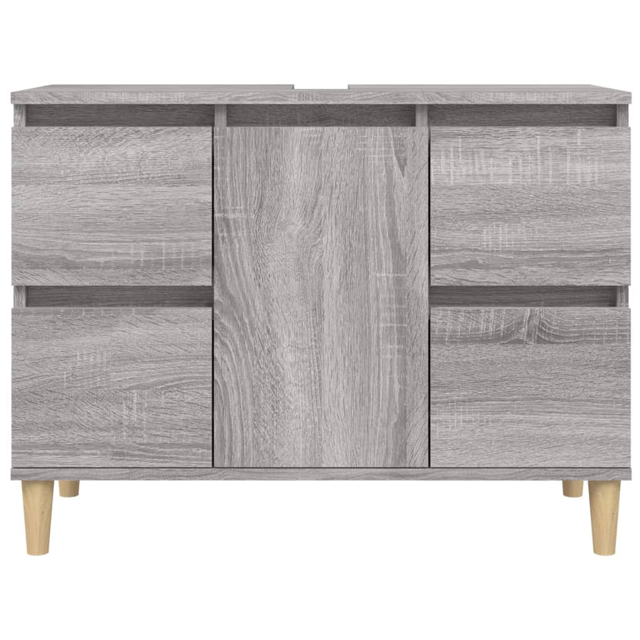 Wastafelkast 80X33X60 Cm Bewerkt Hout Eikenkleurig Grijs sonoma
