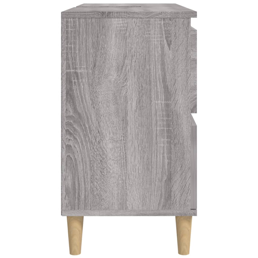 Wastafelkast 80X33X60 Cm Bewerkt Hout Eikenkleurig Grijs sonoma