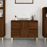 Washbasin cabinet 80x33x60 cm engineered wood brown oak look