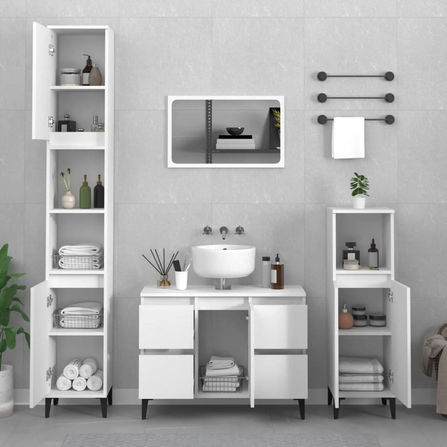 Wastafelkast 80X33X60 Cm Bewerkt Hout Wit 1